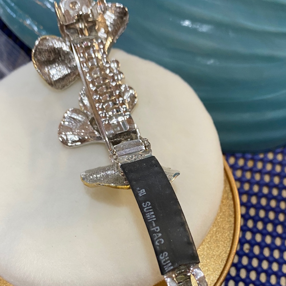 Vintage Rhinestone Floral Hair Barrette 4 inch - Picture 7 of 8